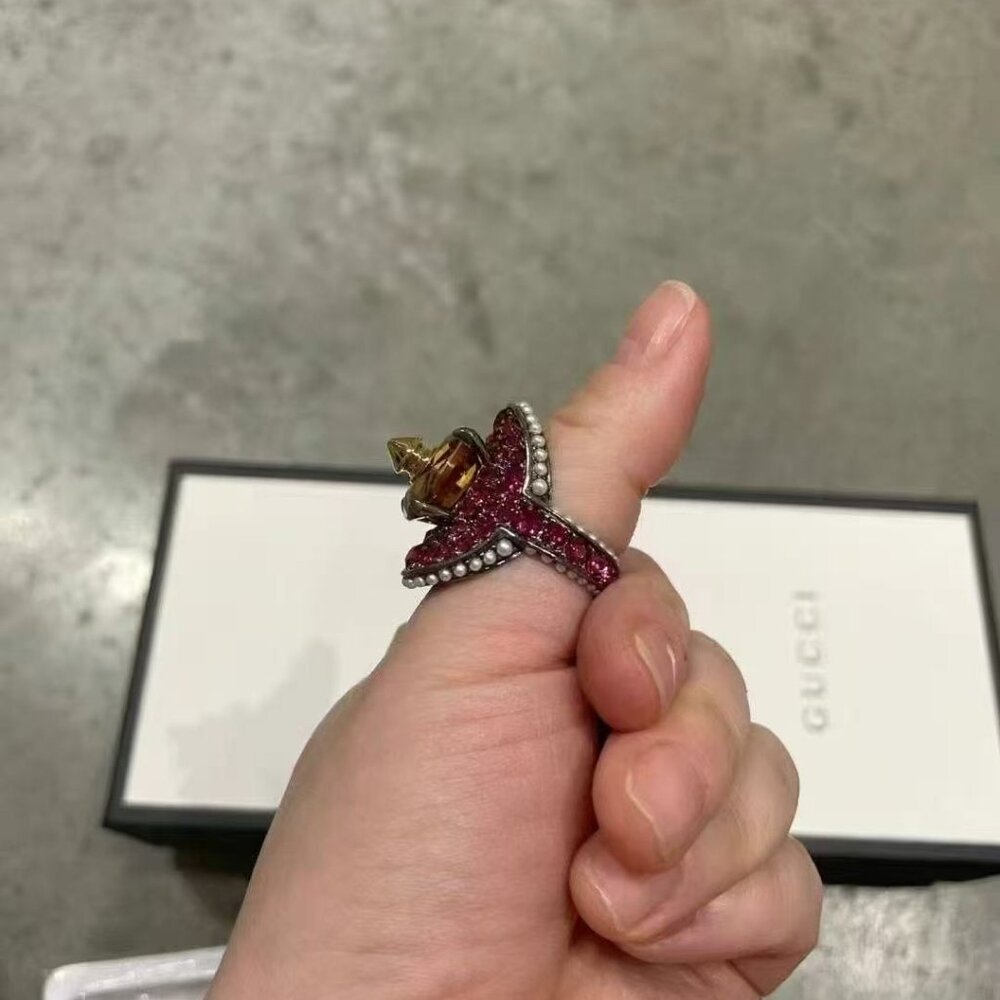 Nib Authentic Gucci Ring With Stud And Crystals I… - image 7